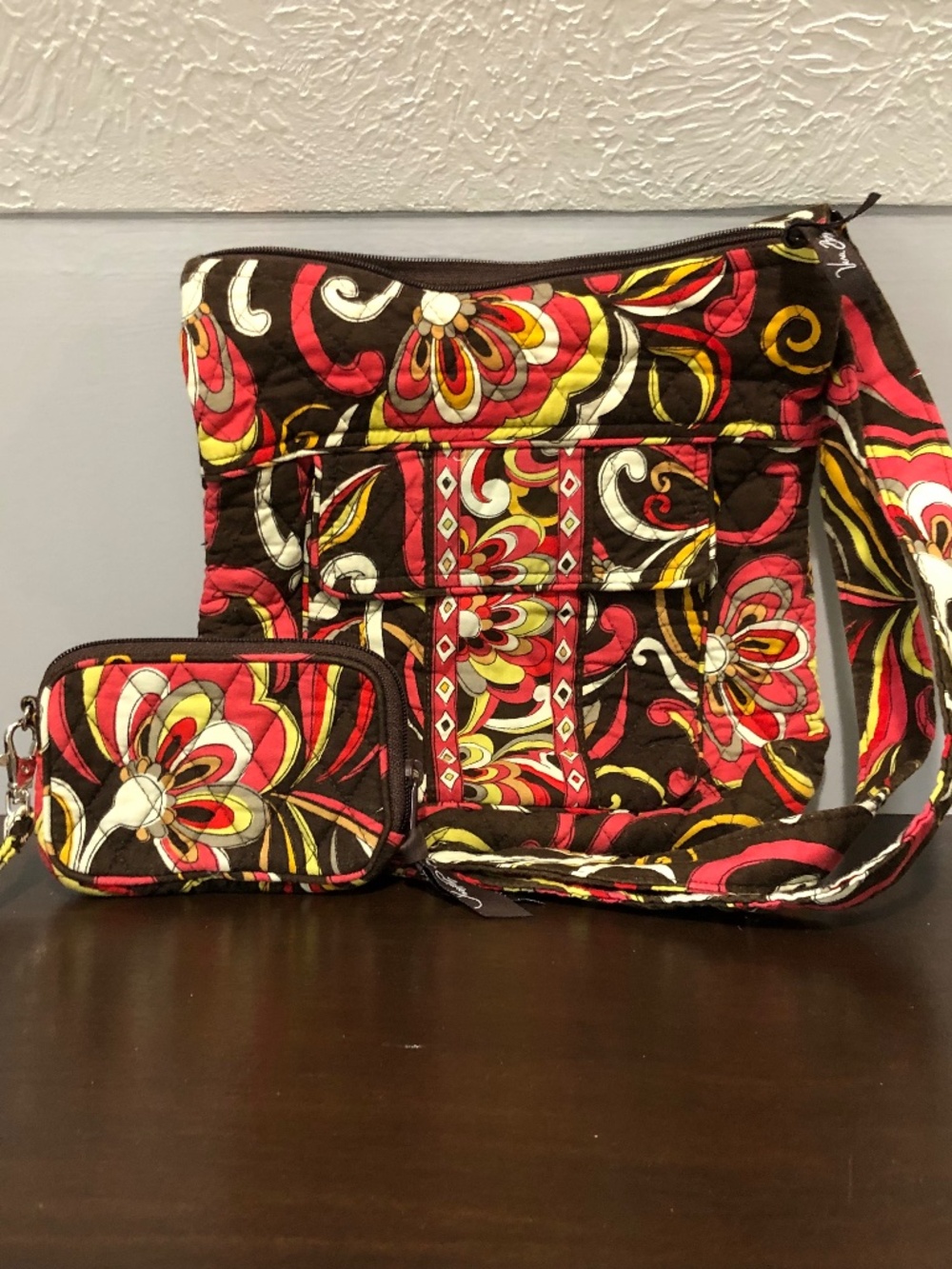 Vera Bradley Hipster Crossbody Handbag PUCCINI Pattern Retired & Wristlet